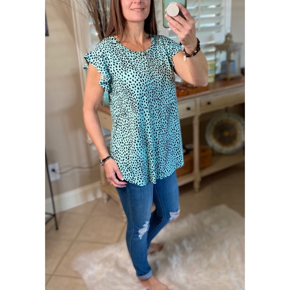 ❤️‍🔥Flutter Sleeve Small Leopard Print Mint Green 5020 - Picture 11 of 16